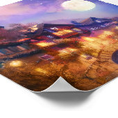 スイスのシャレーと月 ポスター (角)