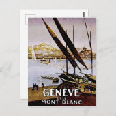スイスのジュネーブ湖の海岸 ポストカード (正面/裏面)