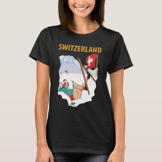 スイスのスキースクール 冬の旅 Tシャツ (正面)