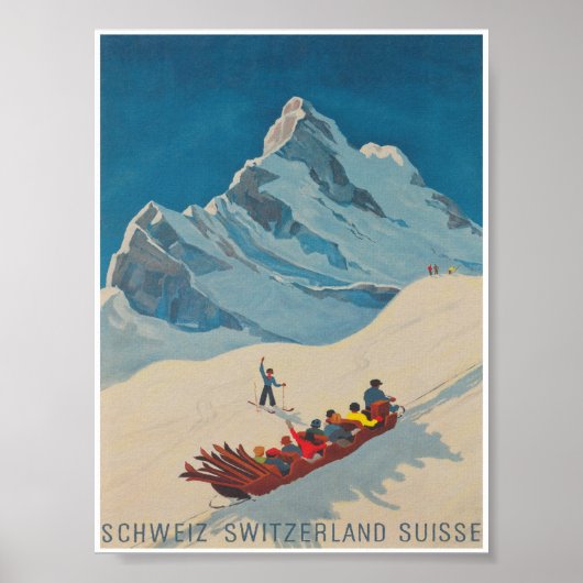 スイスのスキーズルレトロヴィンテージ旅行ポスター ポスター (正面)
