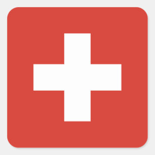 スイスのステッカー国旗 スクエアシール