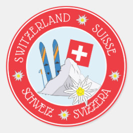 スイスのステレオタイプレッドラウンドステッカー ラウンドシール