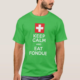 スイスのソリュ保ーション: Calm and 食べ Fondue - おもしろい Tシャツ