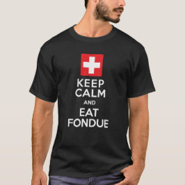 スイスのソリュ保ーション: Calm and 食べ Fondue - おもしろい Tシャツ