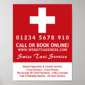 スイスのタクシー会社広告国旗 ポスター (正面)