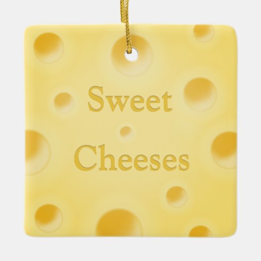 スイスのチーズスライス「Say Cheeses」 パーソナライズされた セラミックオーナメント (正面)