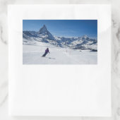 スイスのツェルマットでマターホルン山とスキー 長方形シール (バッグ)