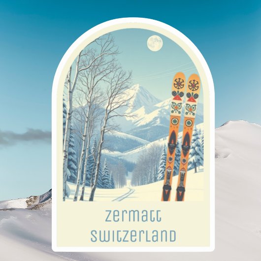スイスのツェルマットスキー休暇の記念品 シール
