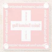 スイスのナショナルデー四言語スイス国旗 ガラスコースター (裏面)