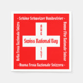 スイスのナショナルデー四言語スイス国旗 スタンダードカクテルナプキン (正面)