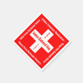 スイスのナショナルデー四言語スイス国旗 スタンダードカクテルナプキン (角)