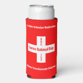 スイスのナショナルデー四言語スイス国旗 スリム缶クーラー (Seltzer正面)