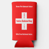 スイスのナショナルデー四言語スイス国旗 スリム缶クーラー (裏面)