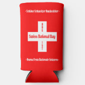 スイスのナショナルデー四言語スイス国旗 スリム缶クーラー (正面)