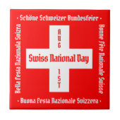 スイスのナショナルデー四言語スイス国旗 タイル (正面)