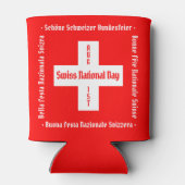 スイスのナショナルデー四言語スイス国旗 缶クーラー (裏面)