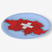 スイスのナショナルデー、スイス、スイスの詩篇、国旗 ペーパープレート (アングル)