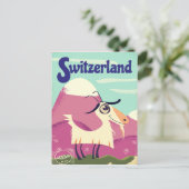 スイスのビンテージスタイルの旅行ポスター ポストカード (スタンド正面)