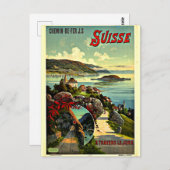スイスのビンテージ旅行ポスター ポストカード (正面/裏面)