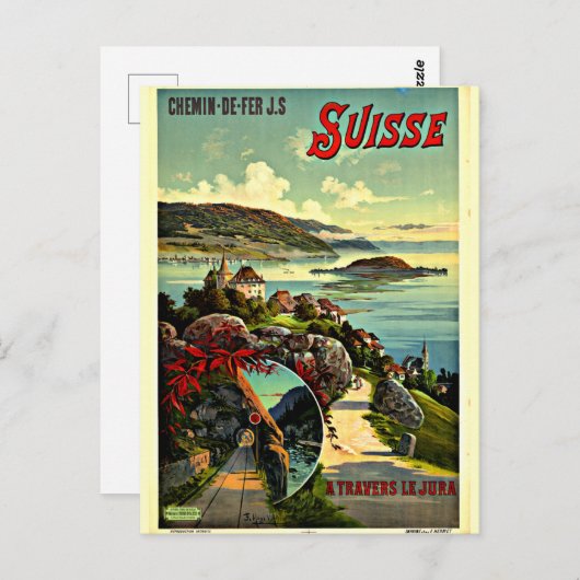スイスのビンテージ旅行ポスター ポストカード (正面/裏面)
