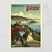 スイスのビンテージ旅行ポスター ポストカード (正面)