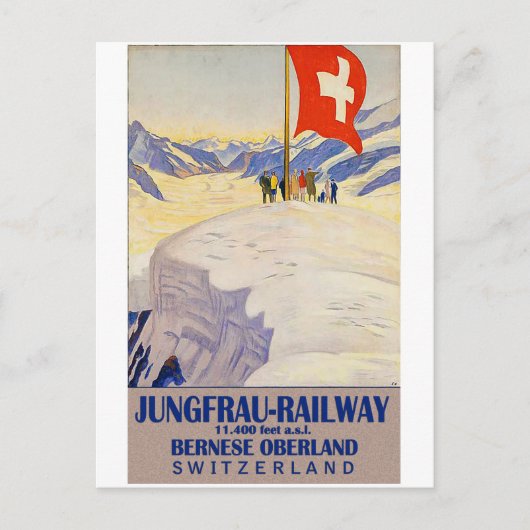 スイスのベルネーゼ・オブアランド州Jungfrau Railway ポストカード (正面)