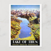 スイスのベルネーゼ・オブザーランドのトゥン湖の地図 ポストカード (正面)
