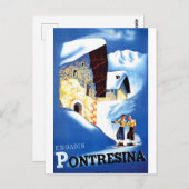 スイスのポントレシーナに住宅 ポストカード (正面/裏面)