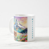 スイスのマターホルンと子鹿 コーヒーマグカップ (正面左)