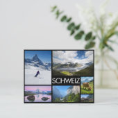 スイスのマルチイメージコラージュ ブラック ポストカード (スタンド正面)