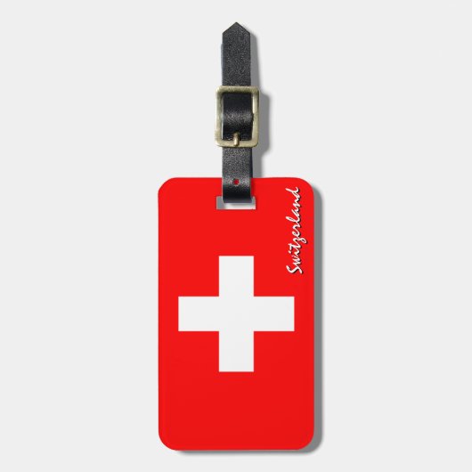 スイスのラゲッジタグ、愛国的なスイス国旗 ラゲッジタグ (正面縦)