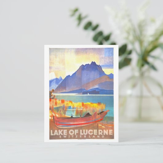 スイスのルツェルンのヴィンテージ旅行ポスター、 ポストカード (スタンド正面)