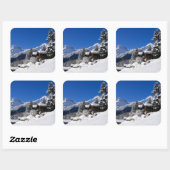 スイスのログキャビン雪景色 スクエアシール (シート)