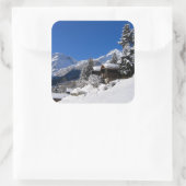 スイスのログキャビン雪景色 スクエアシール (バッグ)