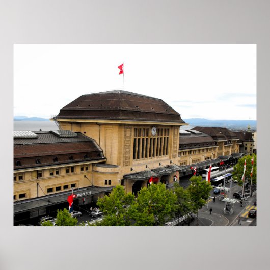 スイスのローザンヌ鉄道駅 ポスター (正面)