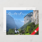 スイスのローテルブルネンバレーにある教会 ポストカード (正面/裏面)