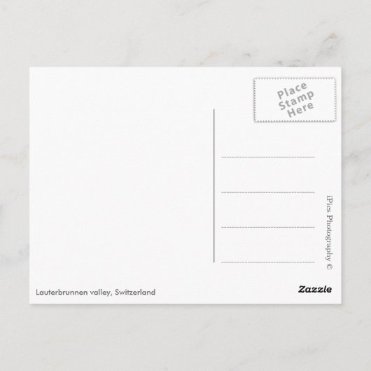 スイスのローテルブルネン渓谷の風景 ポストカード (裏面)