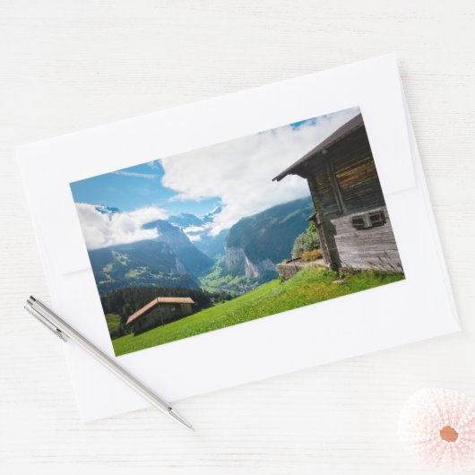 スイスのローテルブルネン渓谷の風景 長方形シール (封筒)