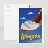 スイスのヴェンゲンでスキーを楽しむ ポストカード (正面/裏面)
