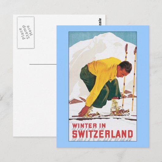 スイスの冬 ポストカード (正面/裏面)