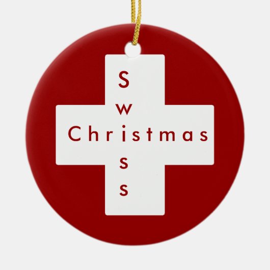 スイスの十字 セラミックオーナメント (正面)