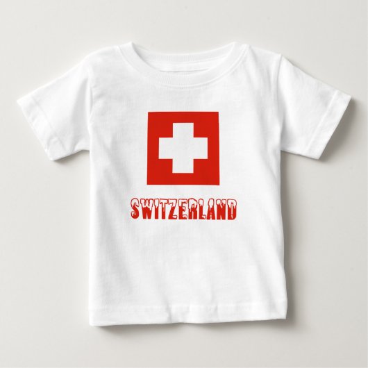スイスの国旗とスイス ベビーTシャツ (正面)