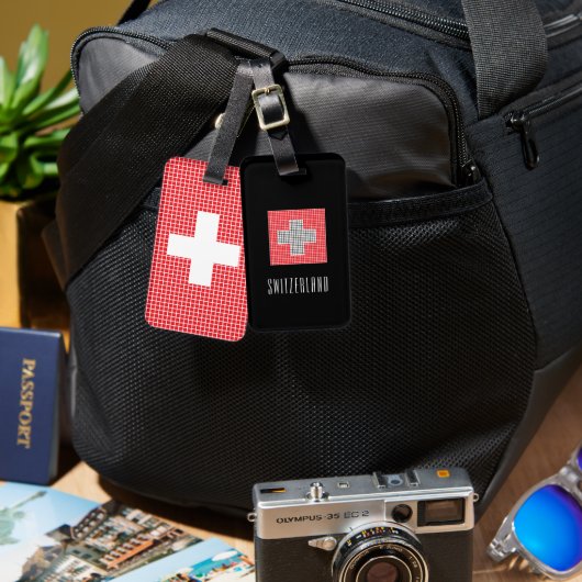 スイスの国旗の荷物タグ ラゲッジタグ (正面&裏面)