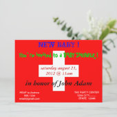 スイスの国旗を使ったベイビーシャワーの招待状 招待状 (スタンド正面)