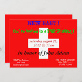 スイスの国旗を使ったベイビーシャワーの招待状 招待状 (正面/裏面)