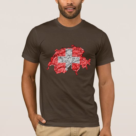 スイスの国旗カラーマップTシャツ Tシャツ (正面)