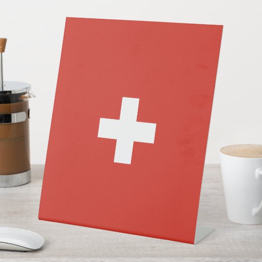 スイスの国旗 台座サイン (インサイチュ)