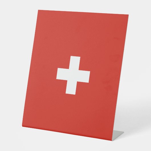 スイスの国旗 台座サイン (正面)