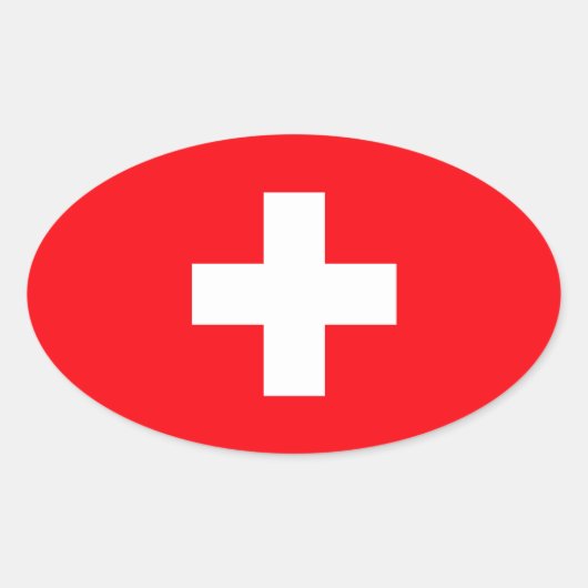 スイスの国旗 楕円形シール (正面)