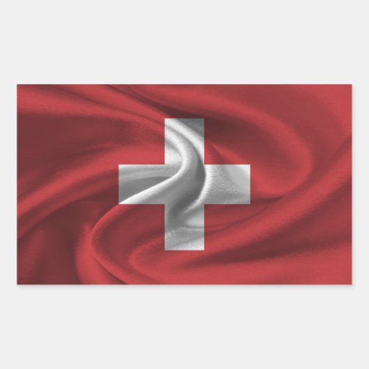 スイスの国旗 長方形シール (正面)